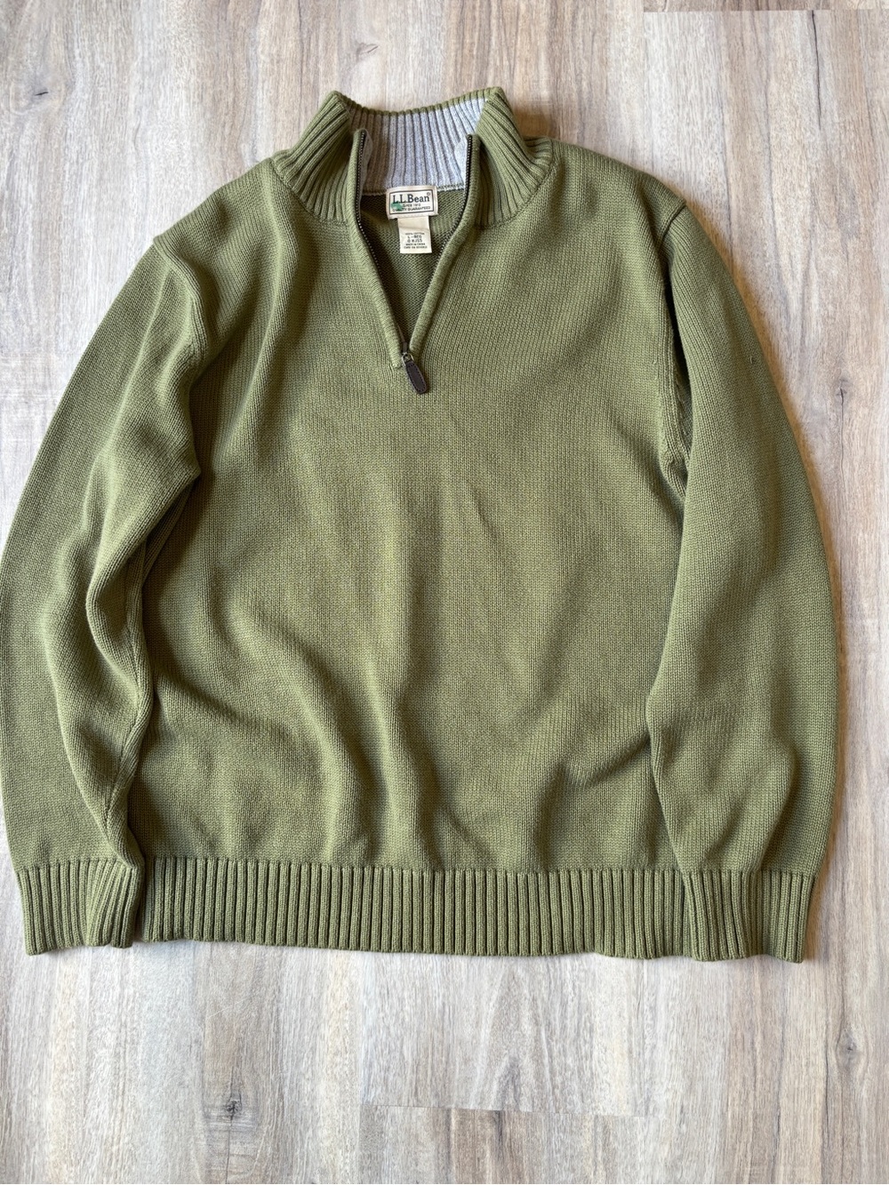 L.L. Bean Large Men’s Olive Green Quarter-Zip Sweater